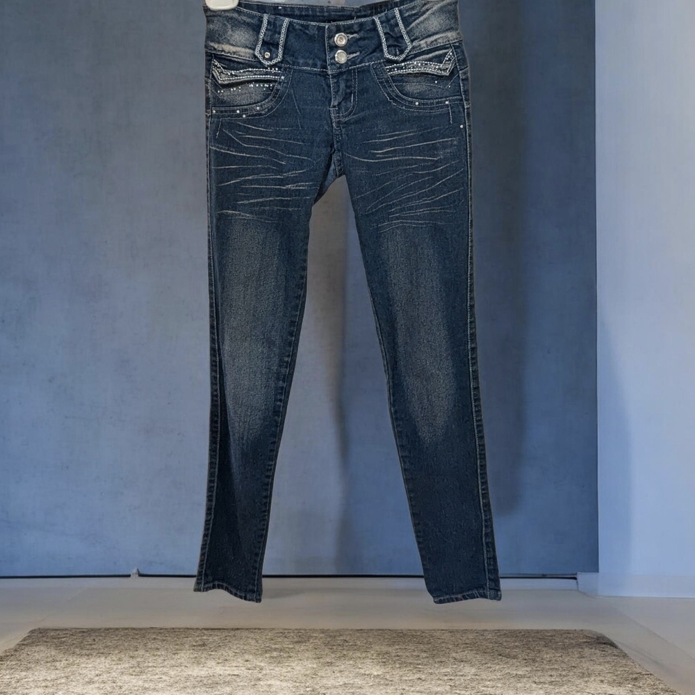 Dark Wash Women's Skinny Jeans - Dark Blue